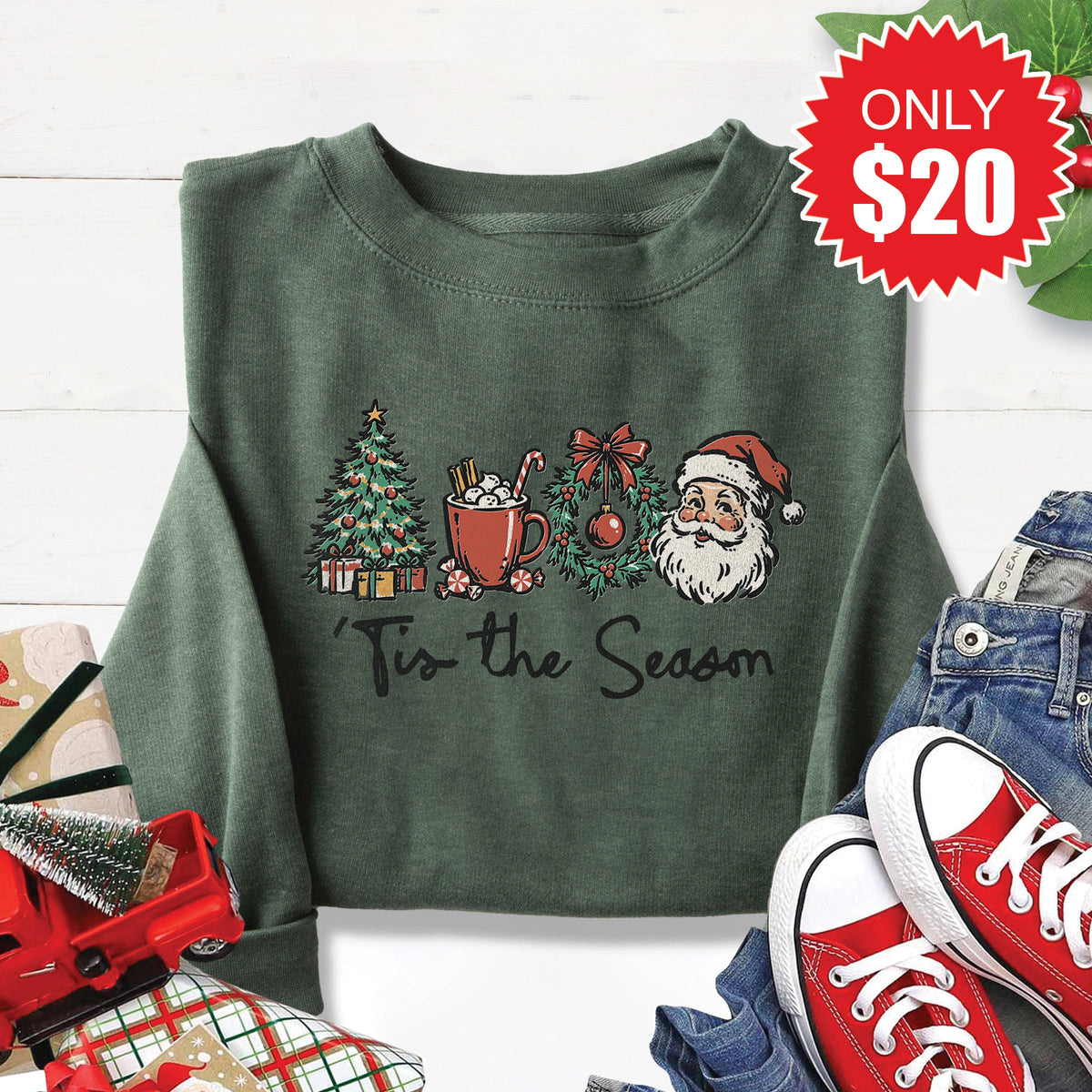 Tis The Season Sweatshirt - Heather Forest - 20 product image 1