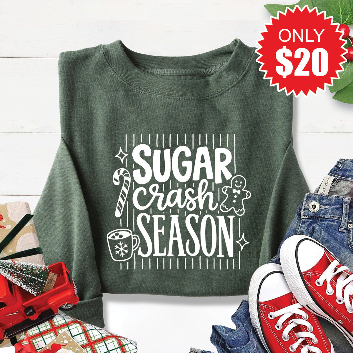 Sugar Crash Sweatshirt - Heather Forest - 20 product image 1