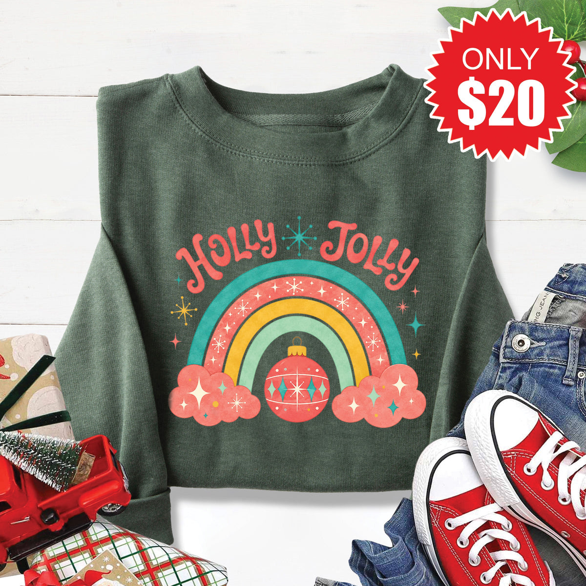 Holly Jolly Sweatshirt - Heather Forest - 20 product image 1