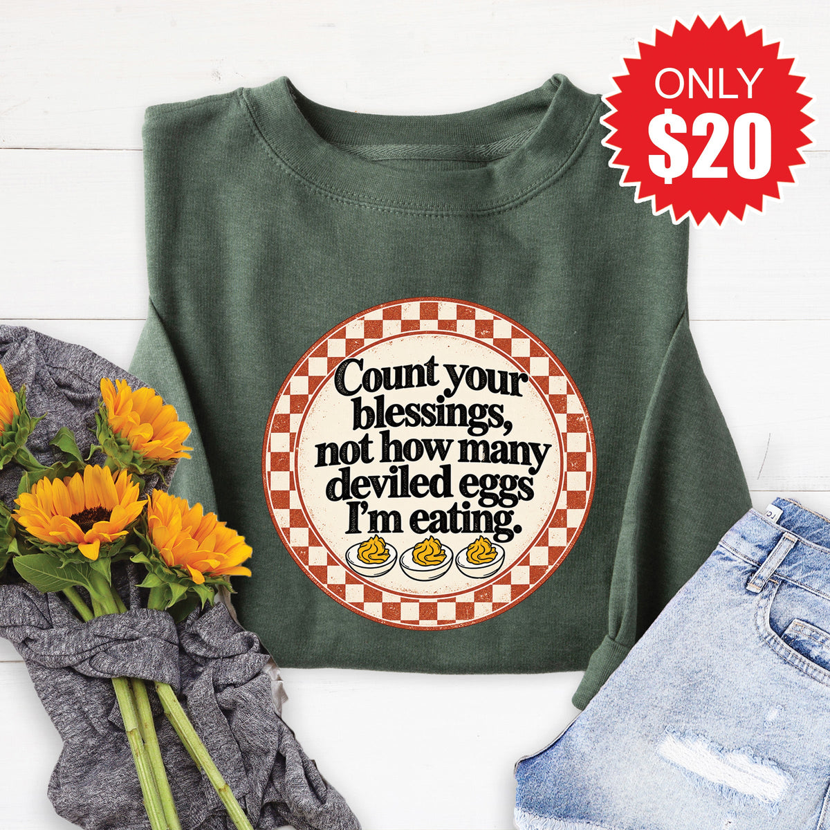 Count Your Blessings Sweatshirt - Heather Forest - 20 product image 1