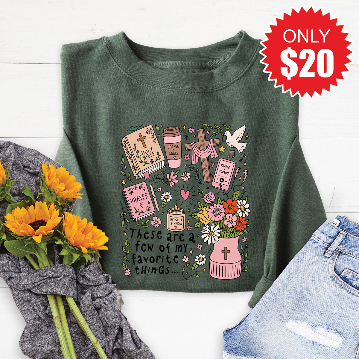 Favorite Things Sweatshirt - Heather Forest - 20 product image 1