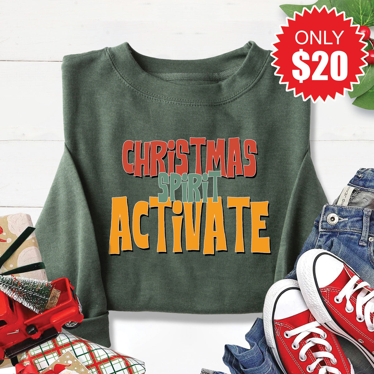 Christmas Spirit Activate Sweatshirt - Heather Forest - 20 product image 1