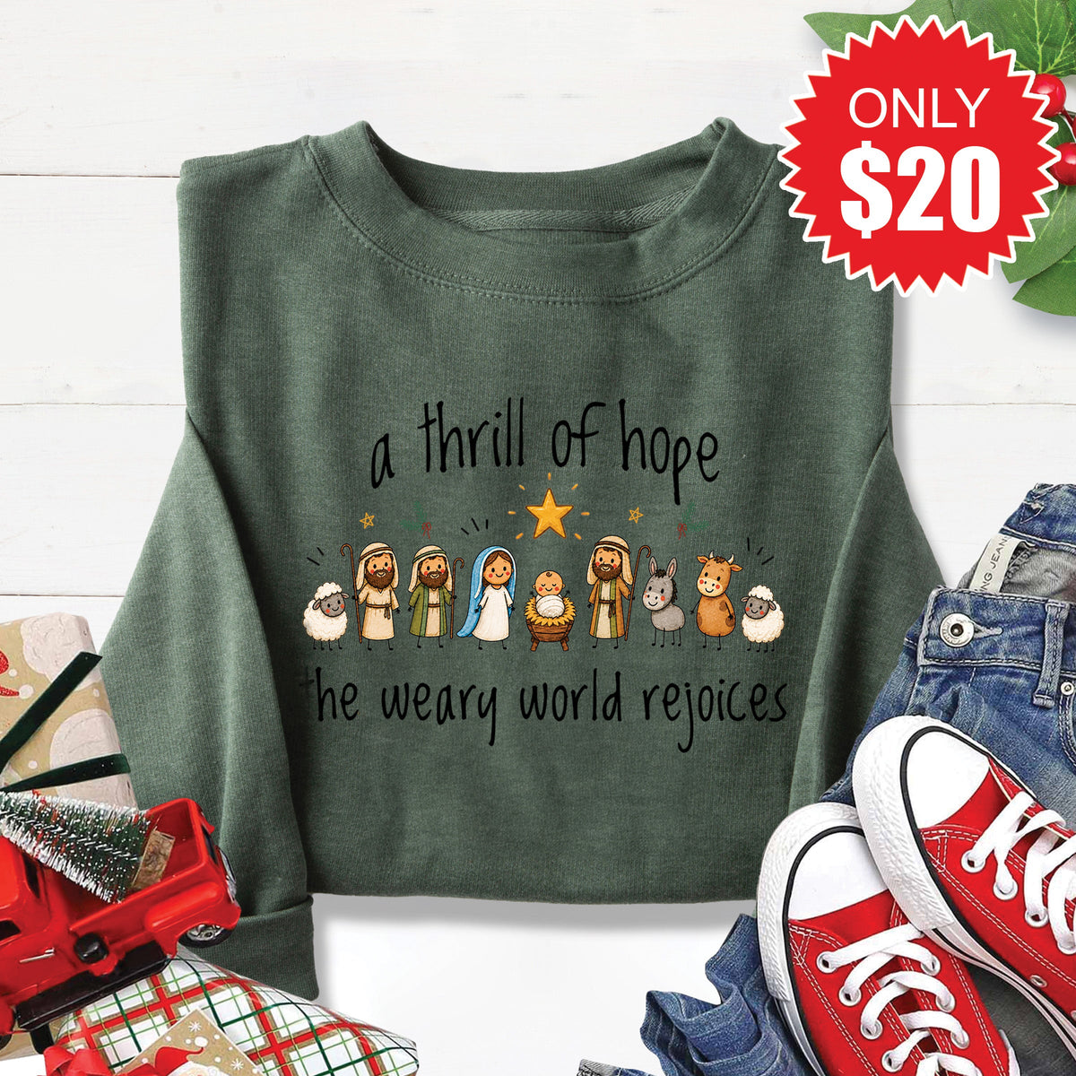 A Thrill Of Hope Sweatshirt - Heather Forest - 20 product image 1