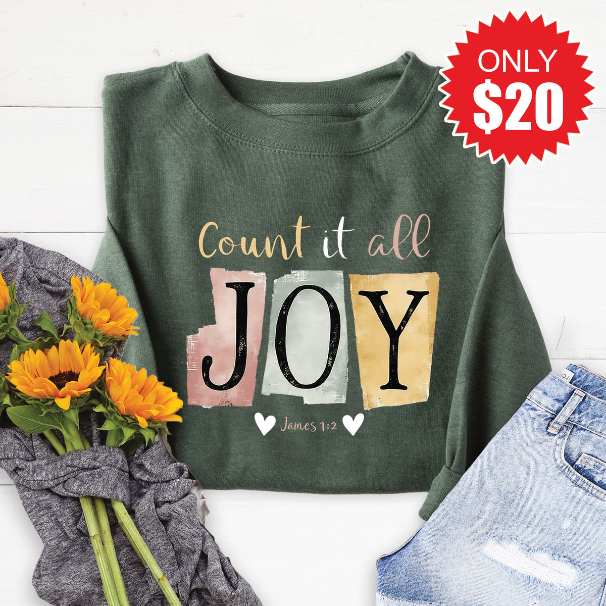 Count It All Joy Sweatshirt - Heather Forest - 20 product image 1