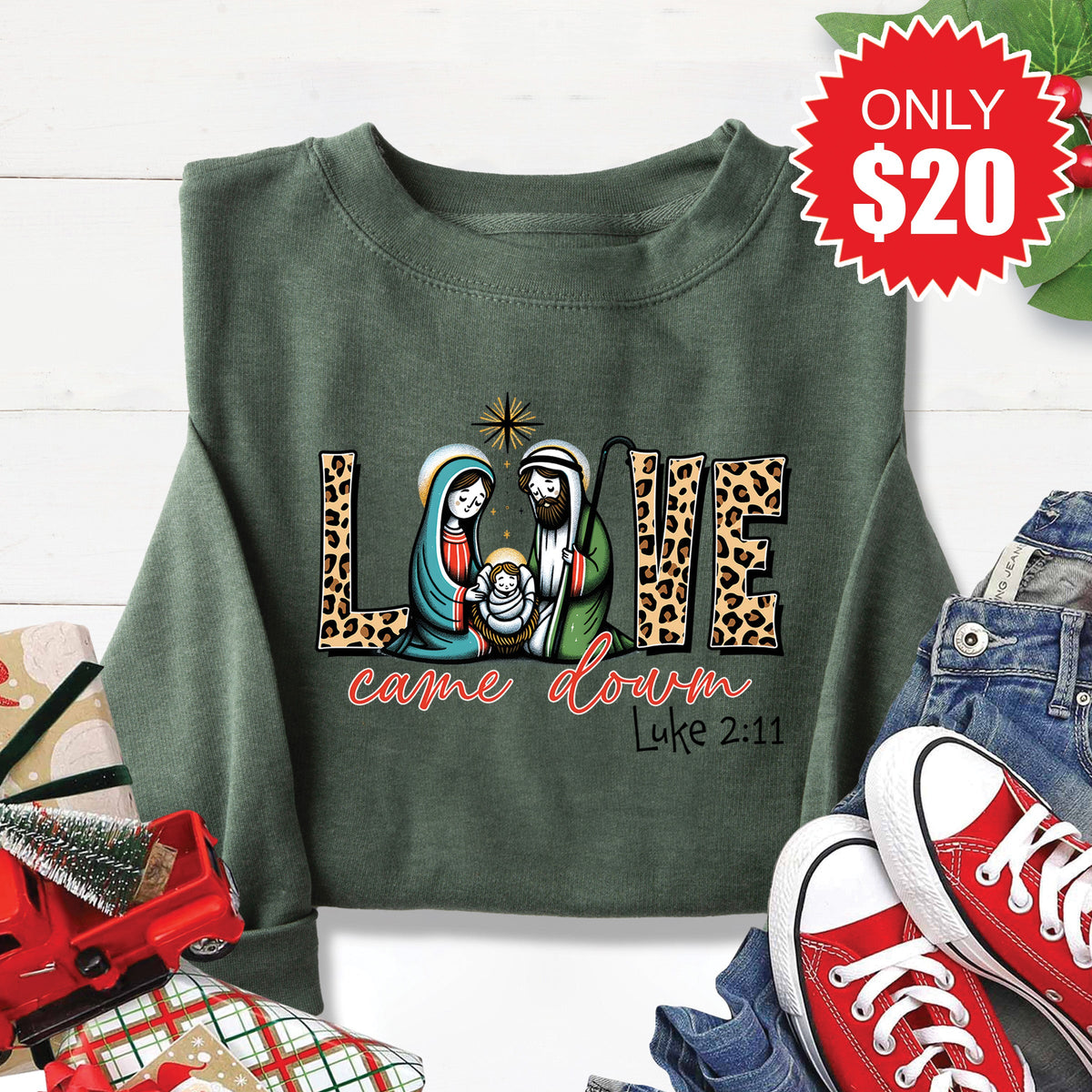 Love Came Down Sweatshirt - Heather Forest - 20 product image 1