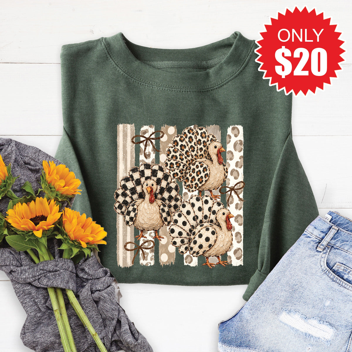 Turkey Sweatshirt - Heather Forest - 20 product image 1