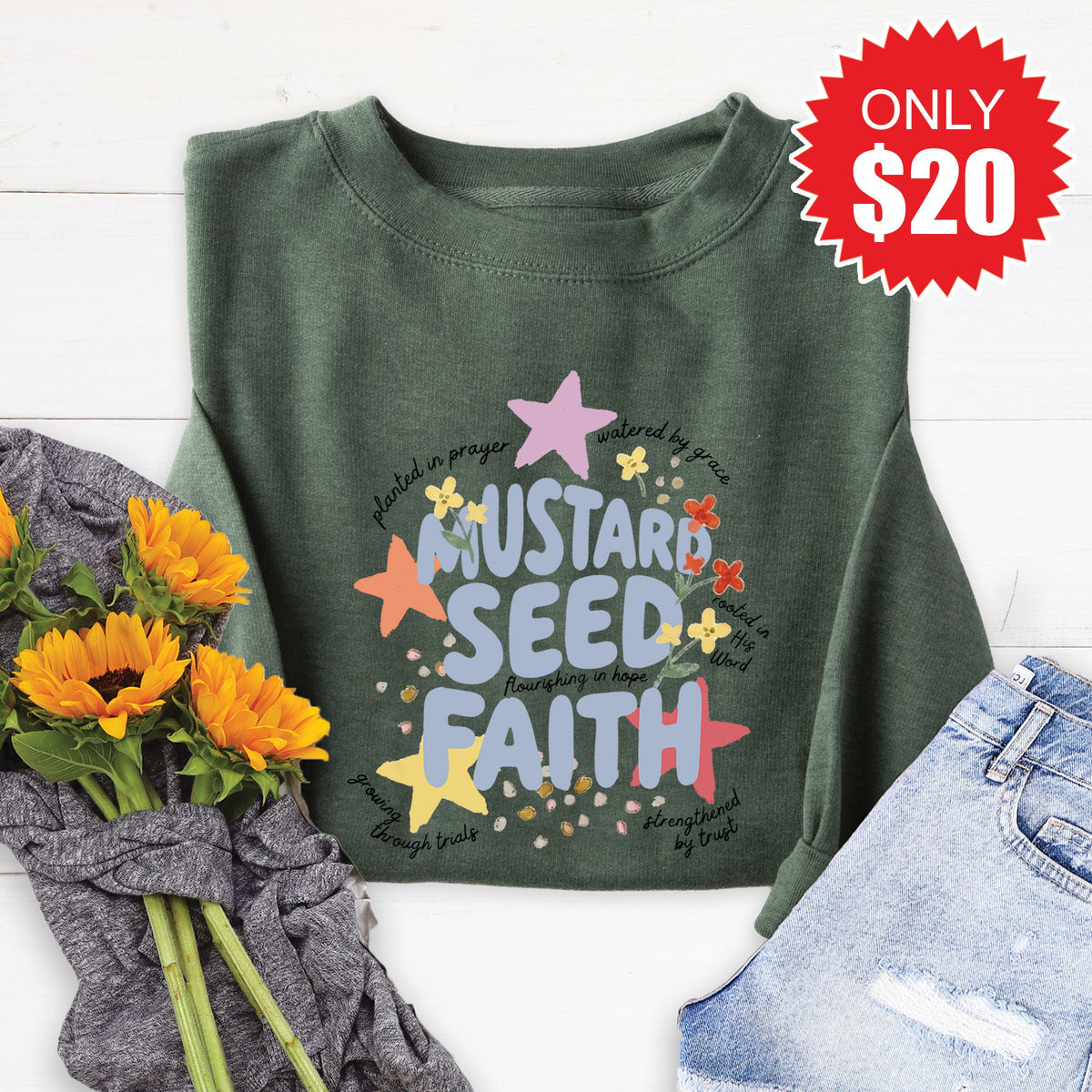 Mustard Seed Sweatshirt - Heather Forest - 20 product image 1