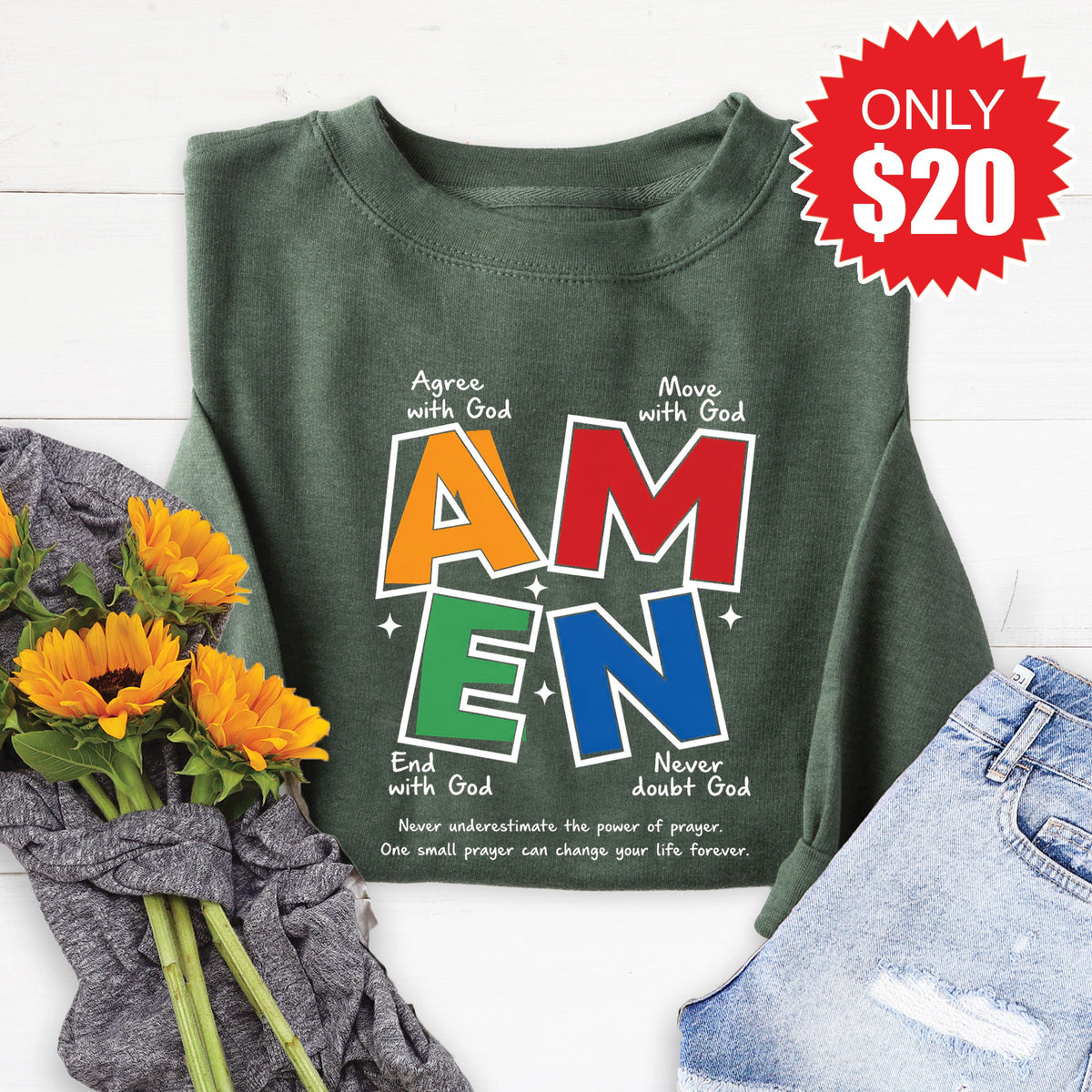 Amen Sweatshirt - Heather Forest - 20 product image 1