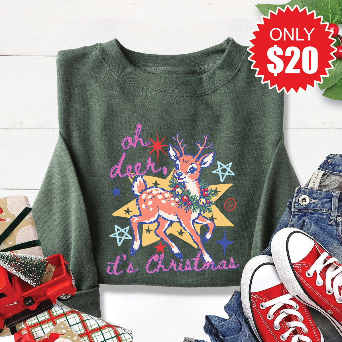 Deer, Its Christmas Sweatshirt - Heather Forest - 20 product image 1