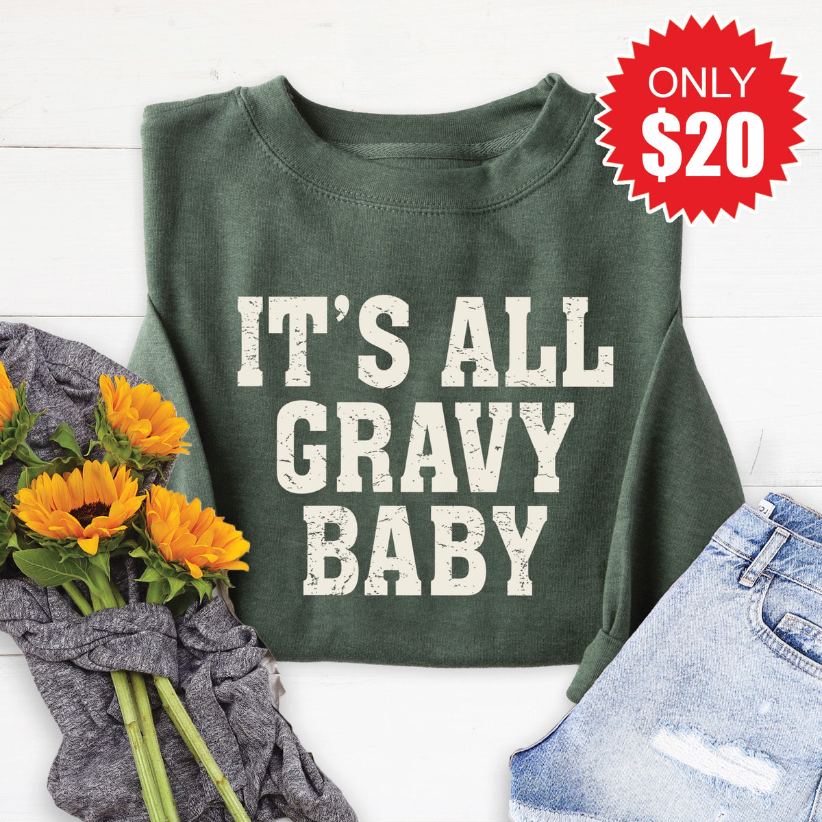 It's All Gravy Baby Sweatshirt - Heather Forest - 20 product image 1