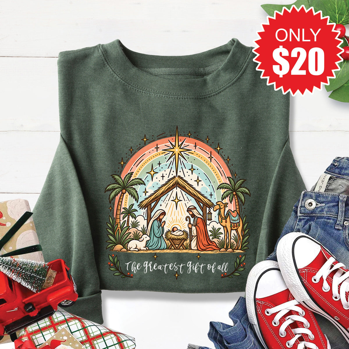 The Greatest Gift Sweatshirt - Heather Forest - 20 product image 1