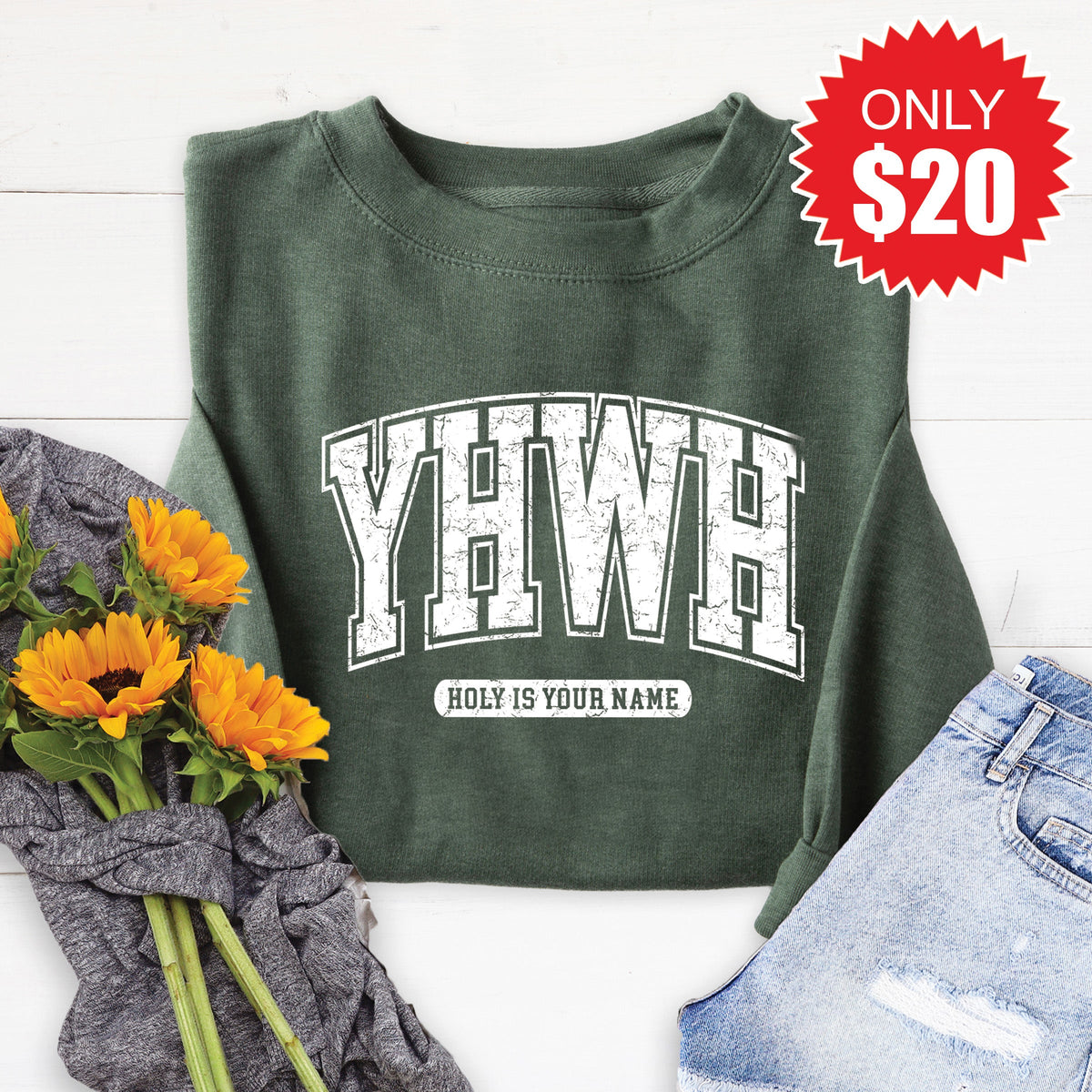YHWH Sweatshirt - Heather Forest - 20 product image 1