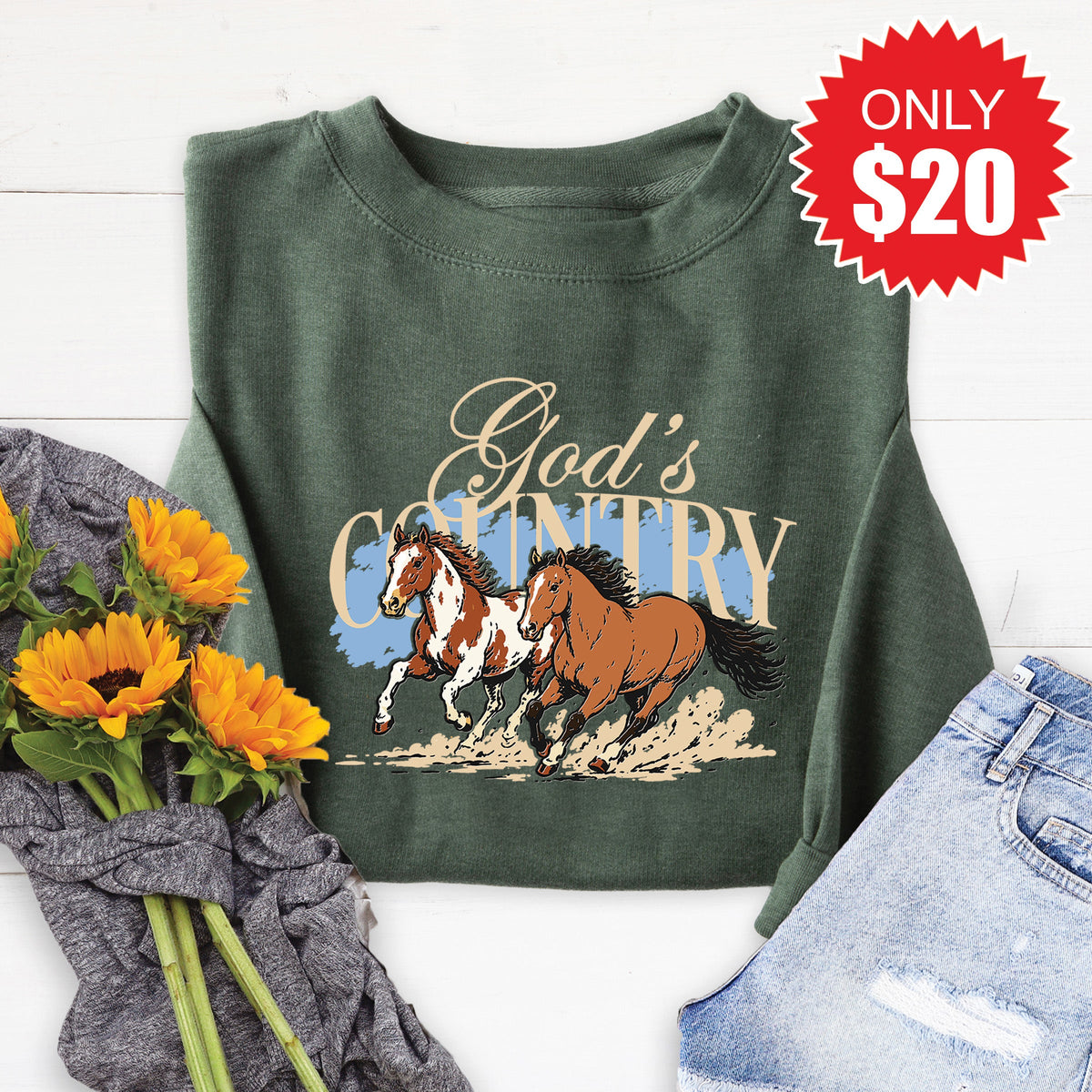 God's Country Sweatshirt - Heather Forest - 20 product image 1