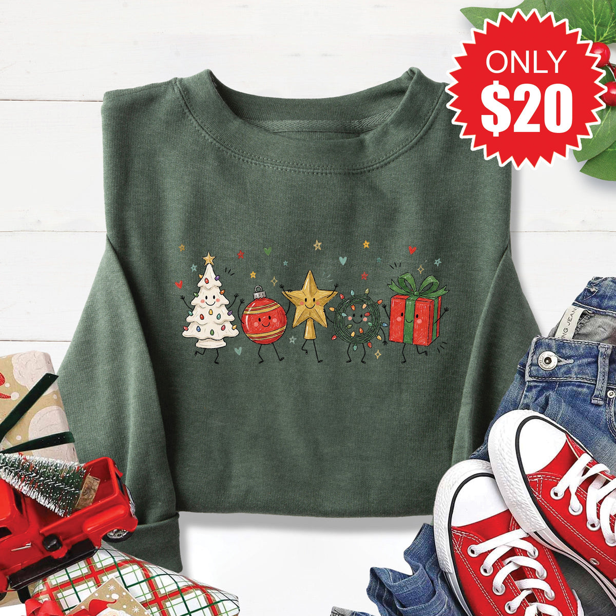 Christmas Decor Sweatshirt - Heather Forest - 20 product image 1