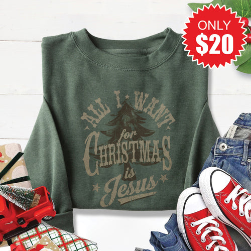 All I Want For Christmas Sweatshirt - Heather Forest - 20 product image 1