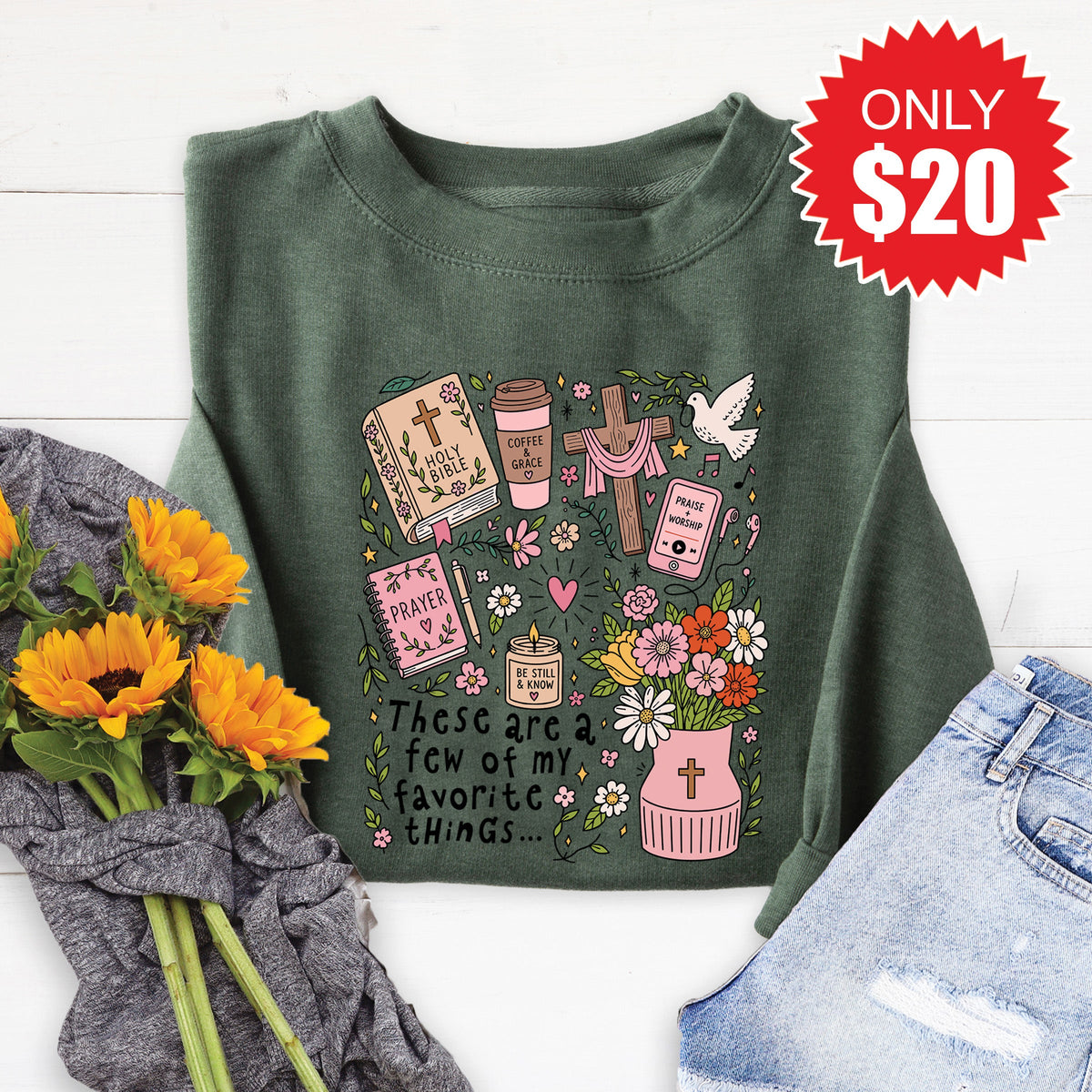 Favorite Things Sweatshirt - Heather Forest - 20 product image 1