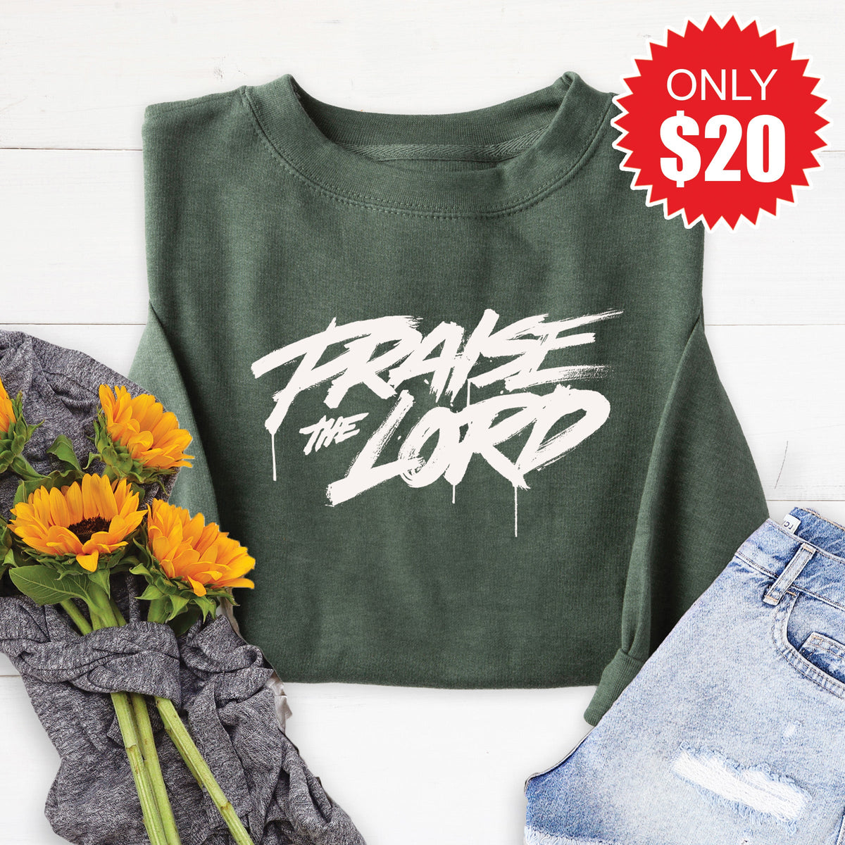 Praise The Lord Sweatshirt - Heather Forest - 20 product image 1