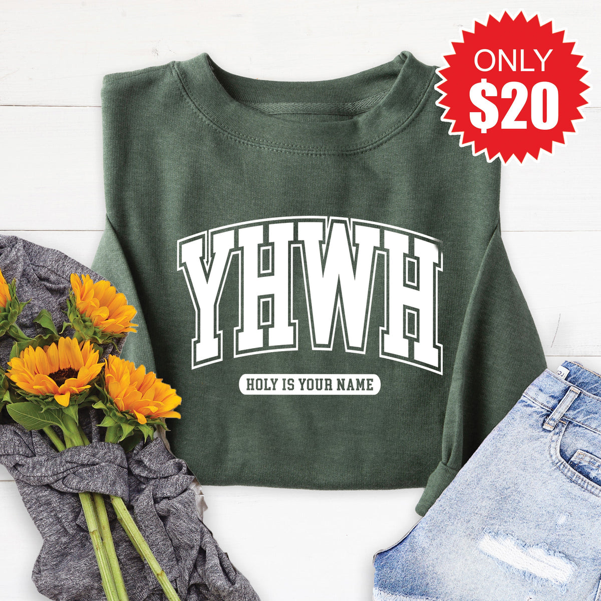 YHWH Sweatshirt - Heather Forest - 20 product image 1