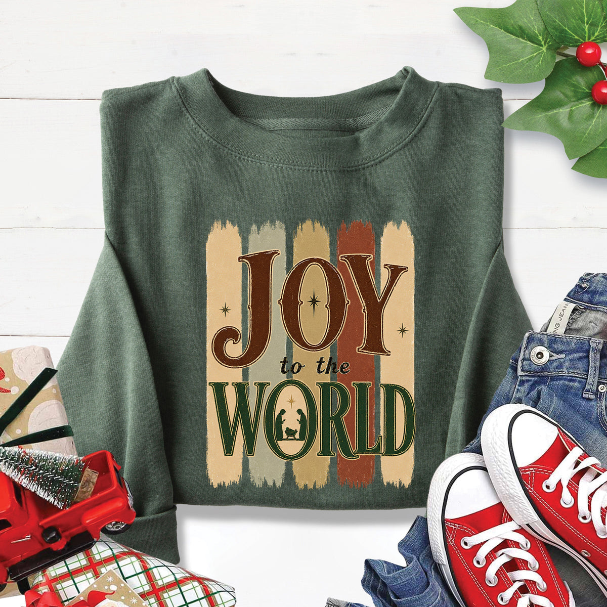 Joy To The World Sweatshirt - Heather Forest - 20 product image 1