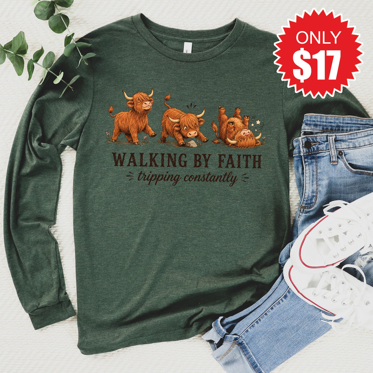 Walking By Faith Long Sleeve - Heather Forest - 17 product image 1