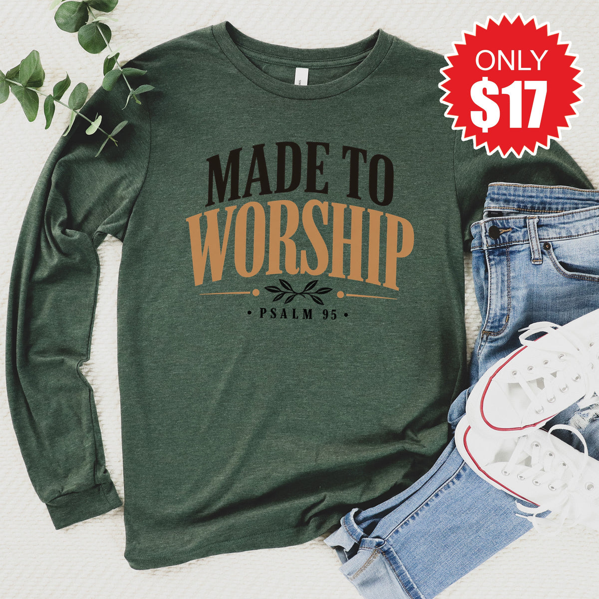 Made to Worship Long Sleeve - Heather Forest - 17 product image 1