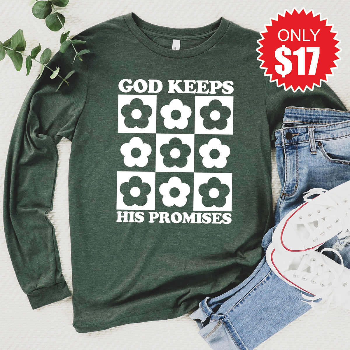God Keeps His Promises Long Sleeve - Heather Forest - 17 product image 1