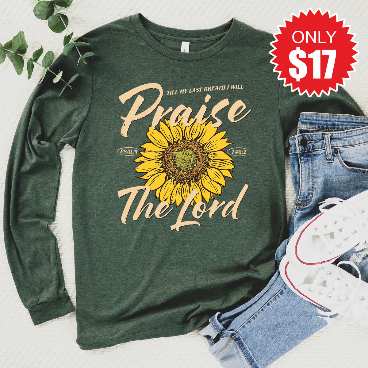 Praise The Lord Long Sleeve - Heather Forest - 17 product image 1