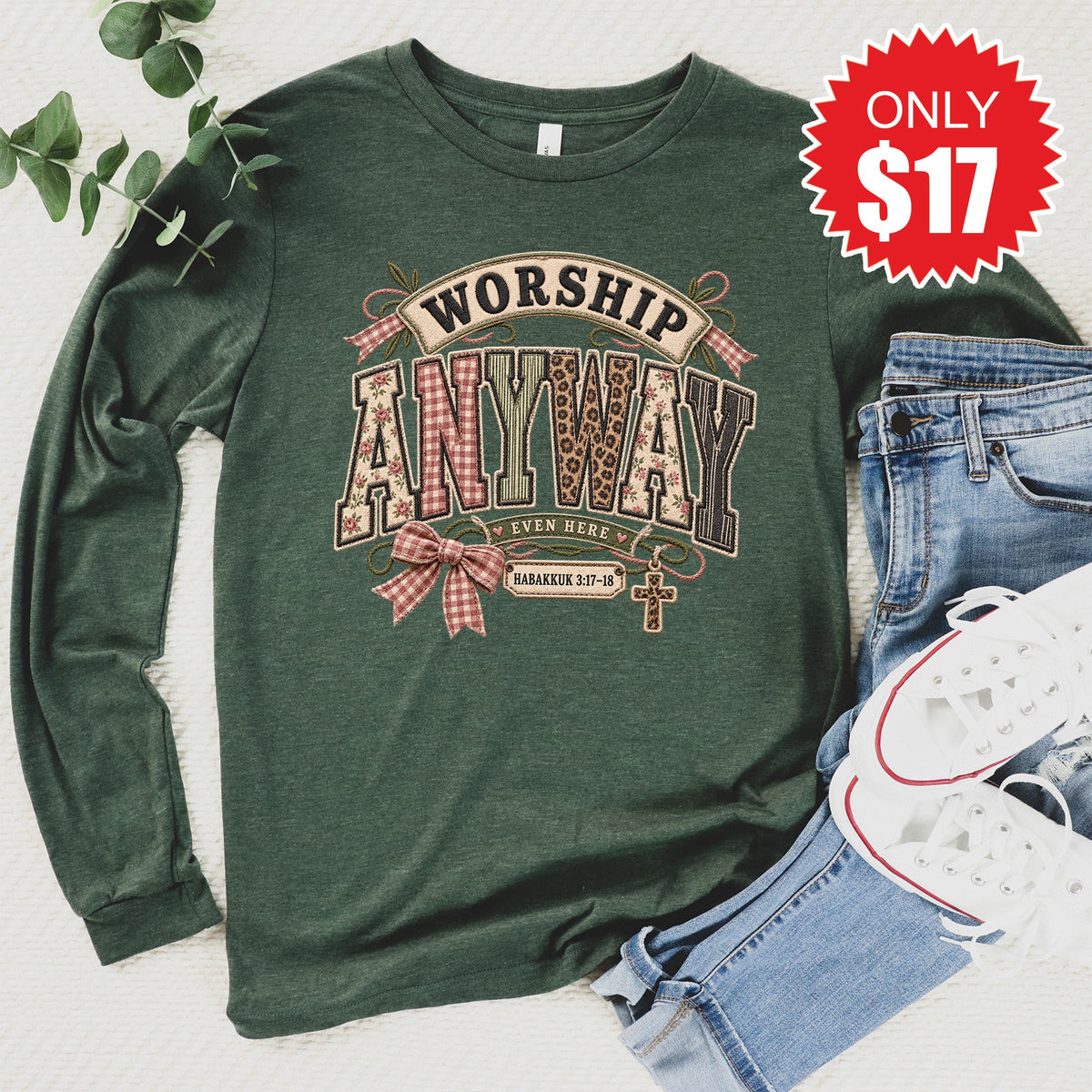 Worship Anyway Long Sleeve - Heather Forest - 17 product image 1