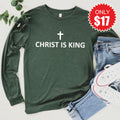 Christ Is King Long Sleeve - Heather Forest - 17 product image 1