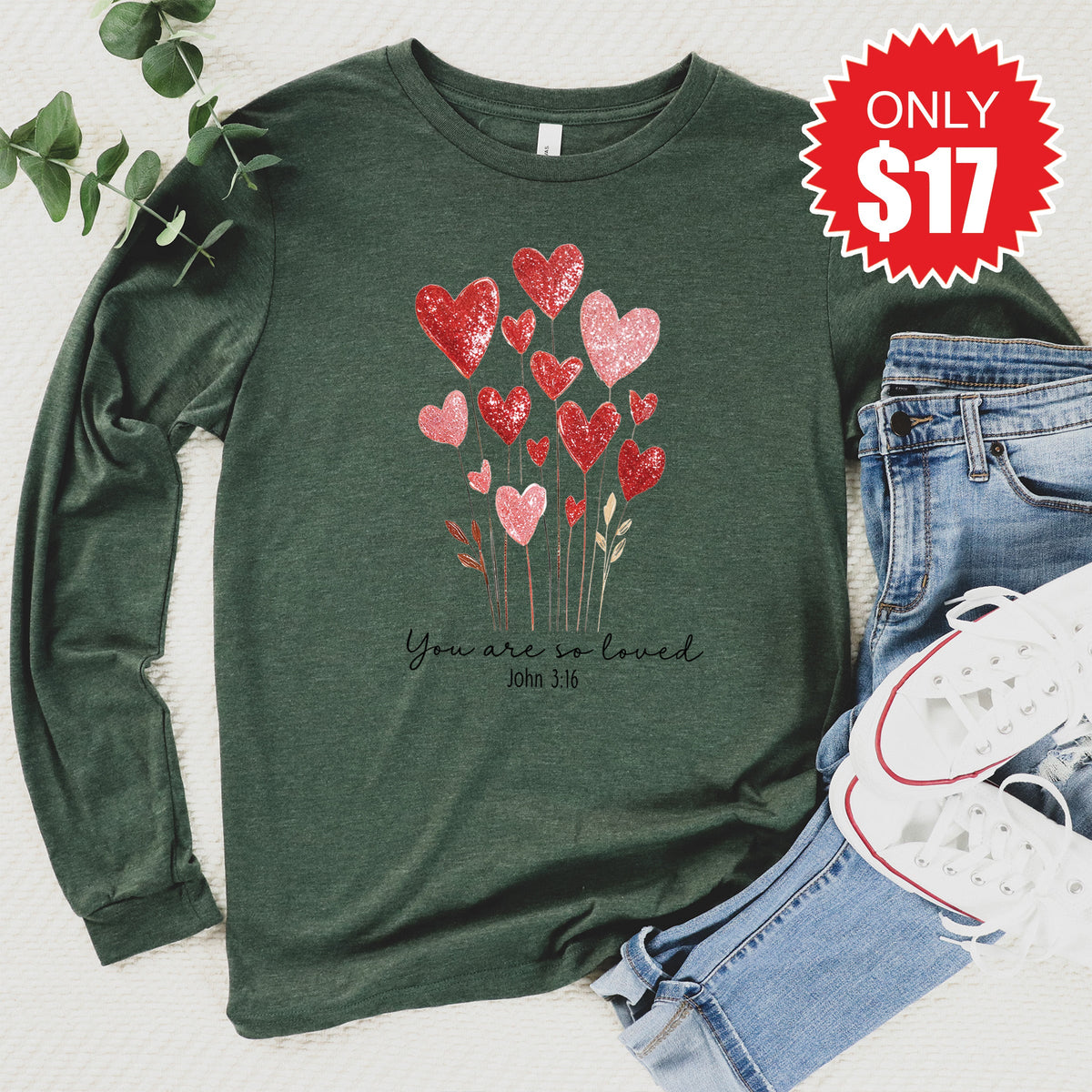 You Are So Loved Long Sleeve - Heather Forest - 17 product image 1
