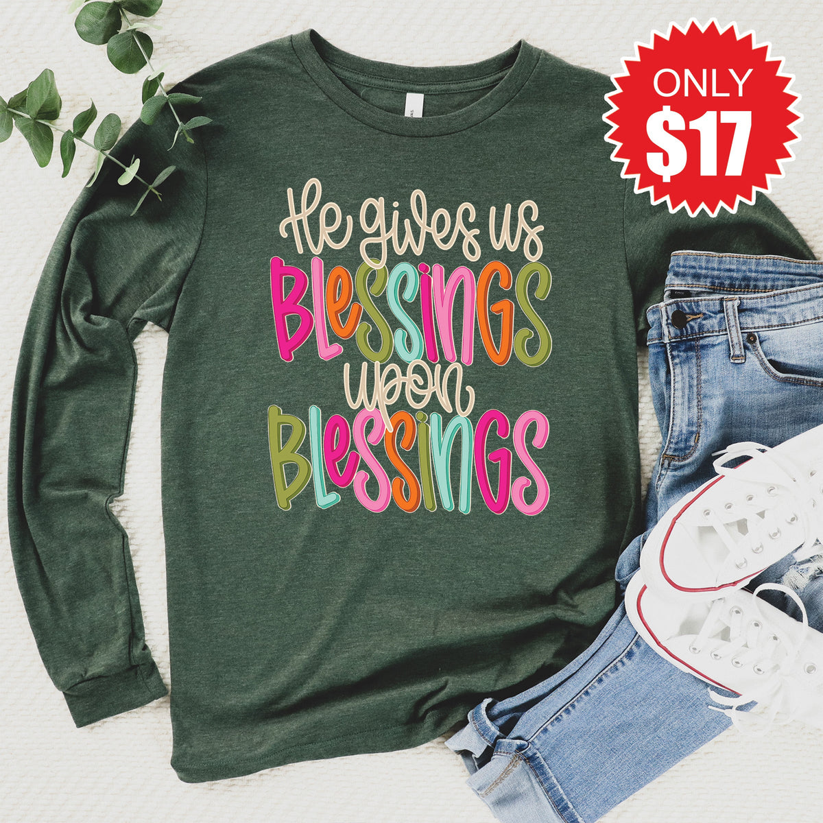 Blessings Upon Long Sleeve - Heather Forest - 17 product image 1