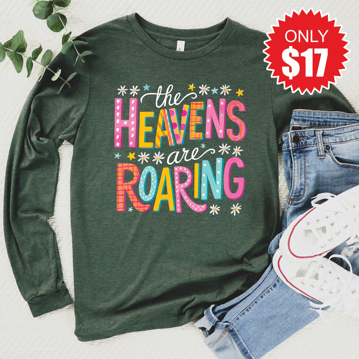 The Heavens Are Roaring Long Sleeve - Heather Forest - 17 product image 1