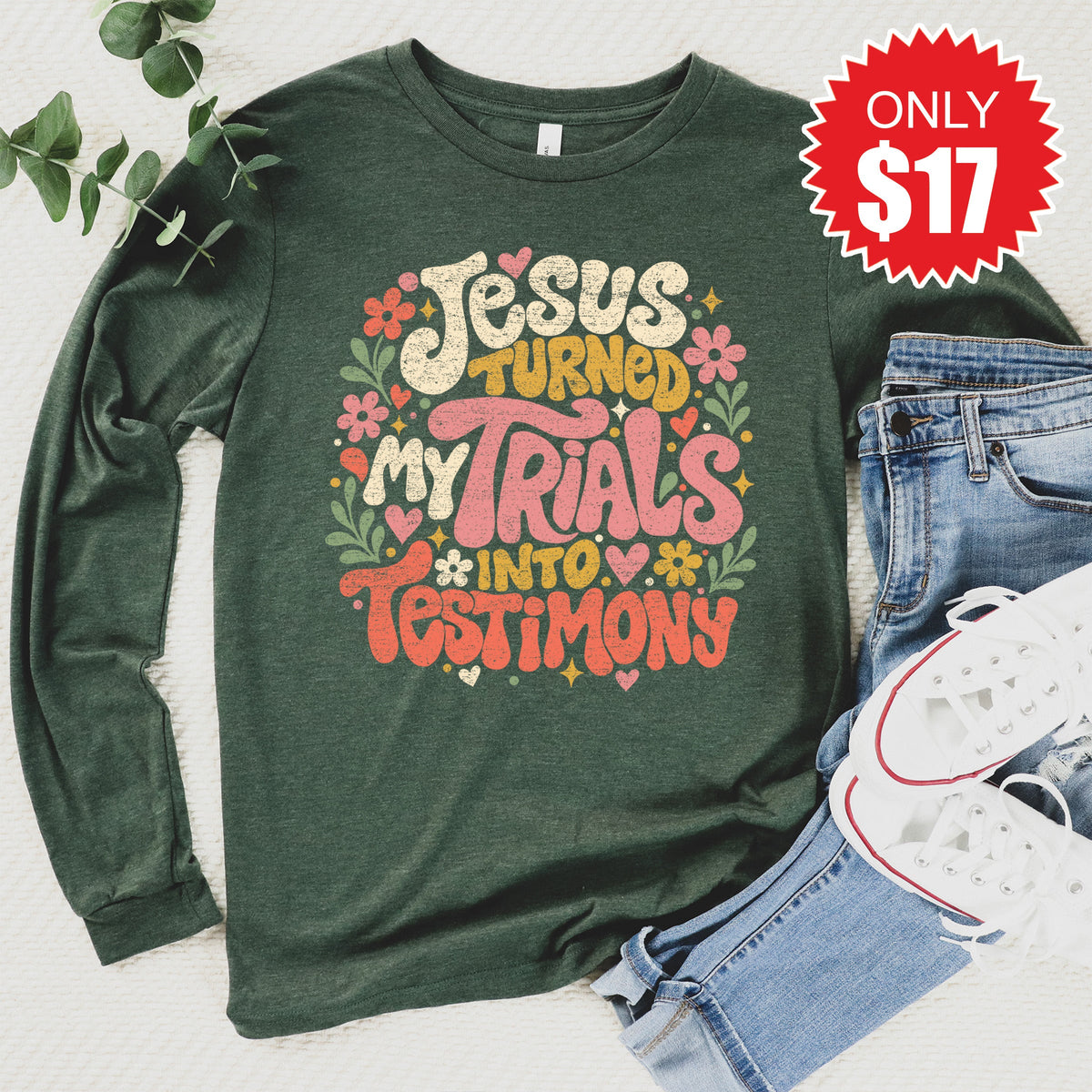Trials Into Testimony Long Sleeve - Heather Forest - 17 product image 1