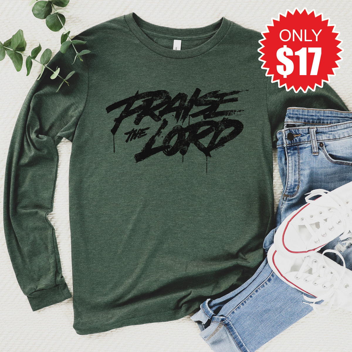 Praise The Lord Long Sleeve - Heather Forest - 17 product image 1