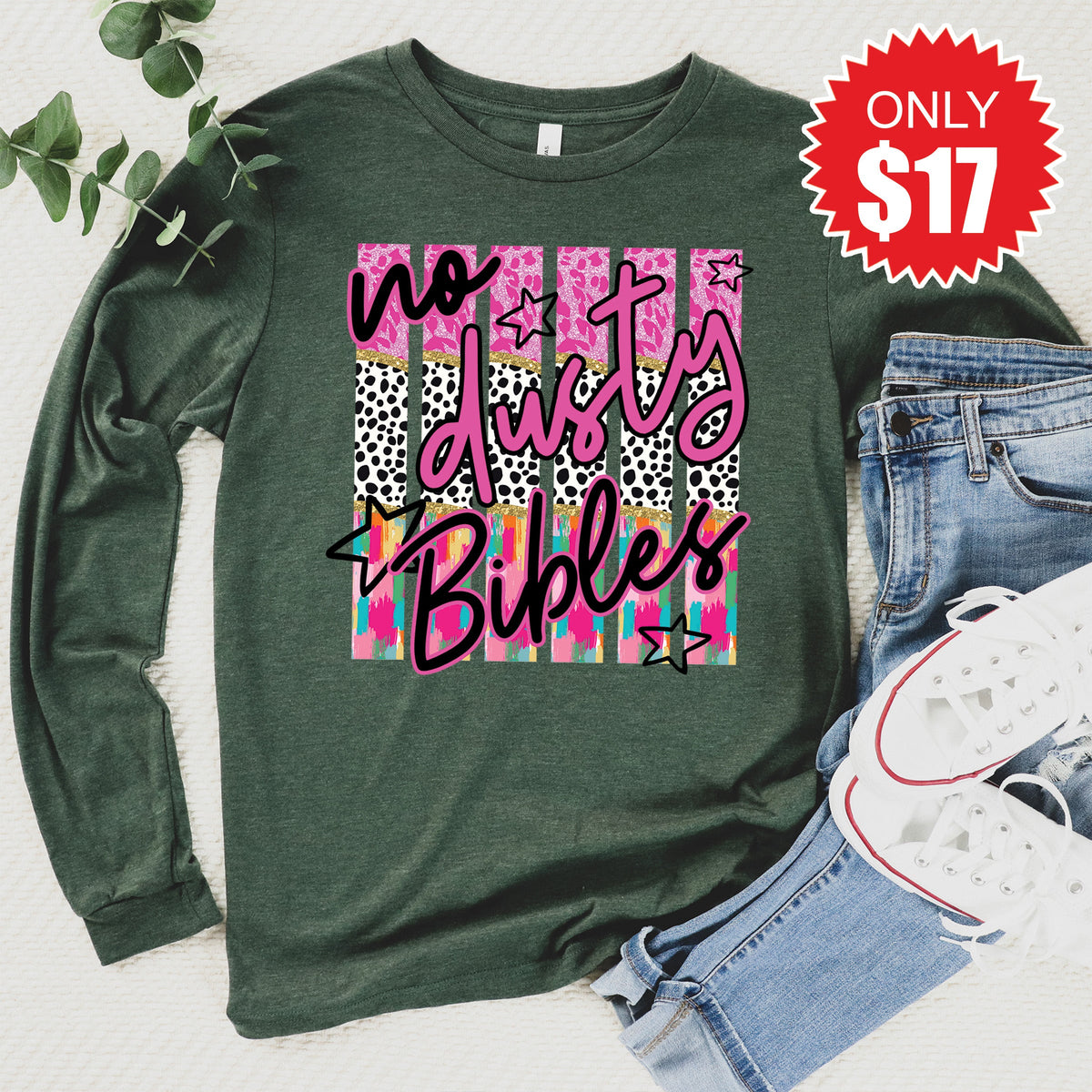 No Dusty Bibles Long Sleeve - Heather Forest - 17 product image 1