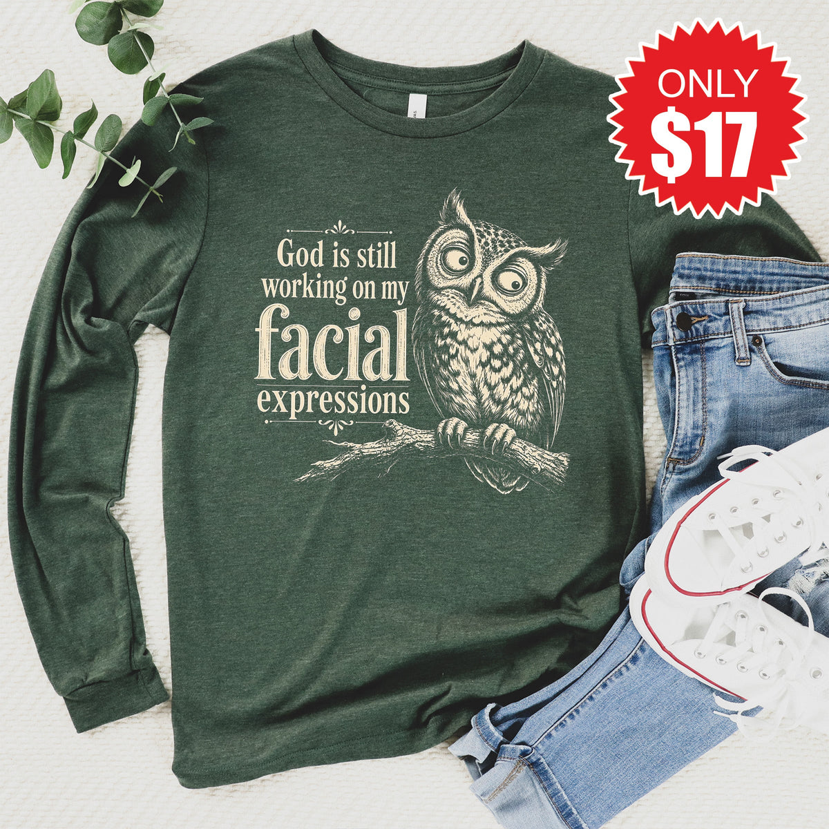 Facial Expressions Long Sleeve - Heather Forest - 17 product image 1