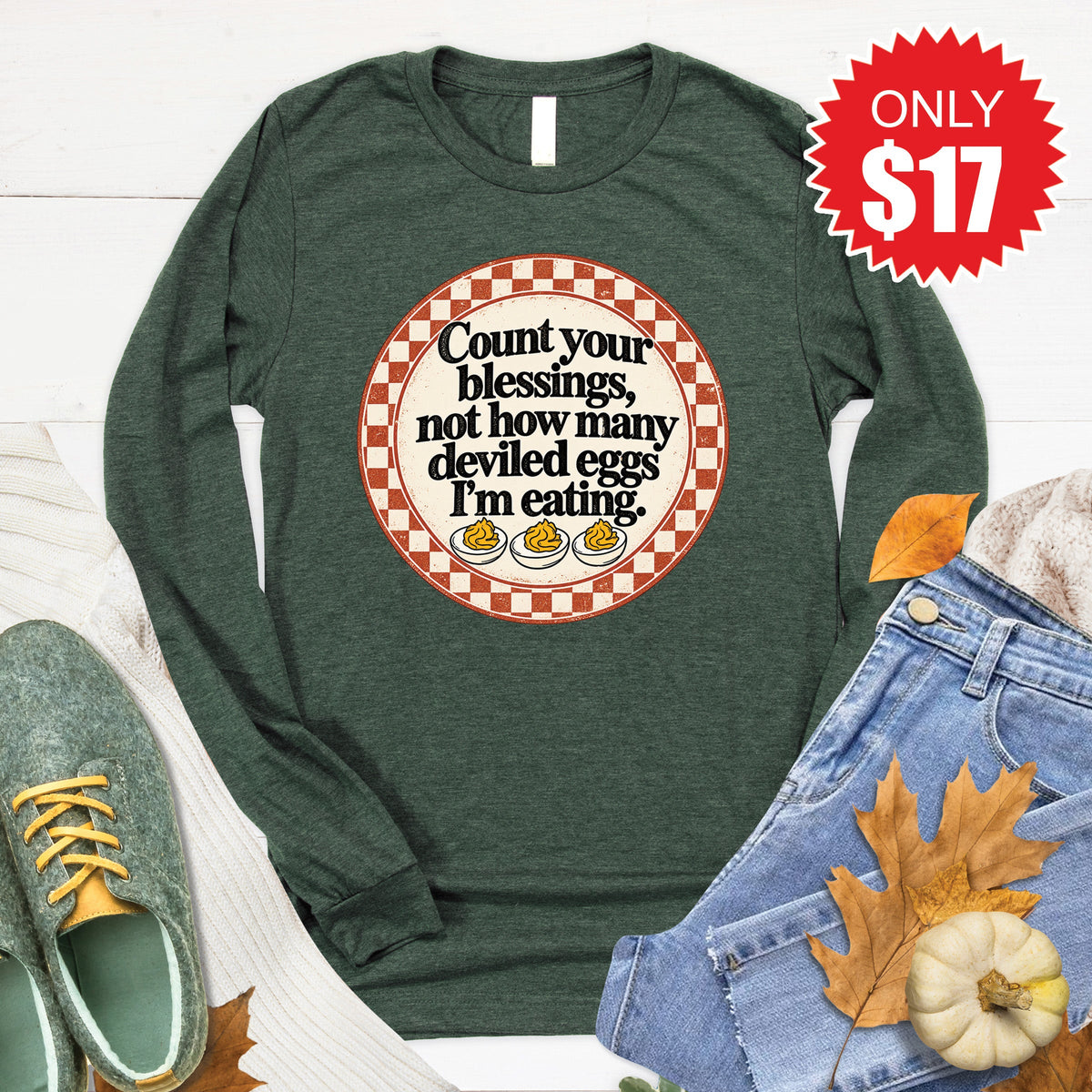 Count Your Blessings Long Sleeve - Heather Forest - 17 product image 1