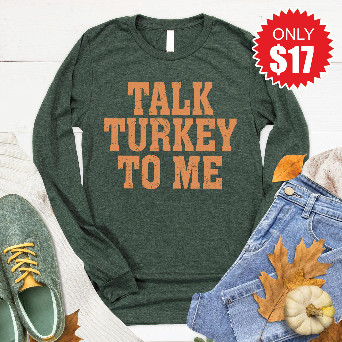 Talk Turkey To Me Long Sleeve - Heather Forest - 17 product image 1
