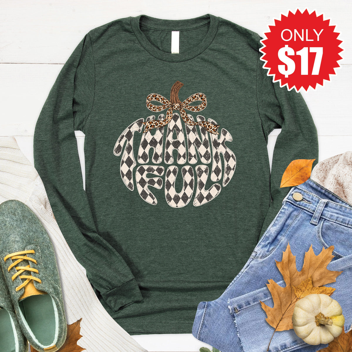Thankful Long Sleeve - Heather Forest - 17 product image 1