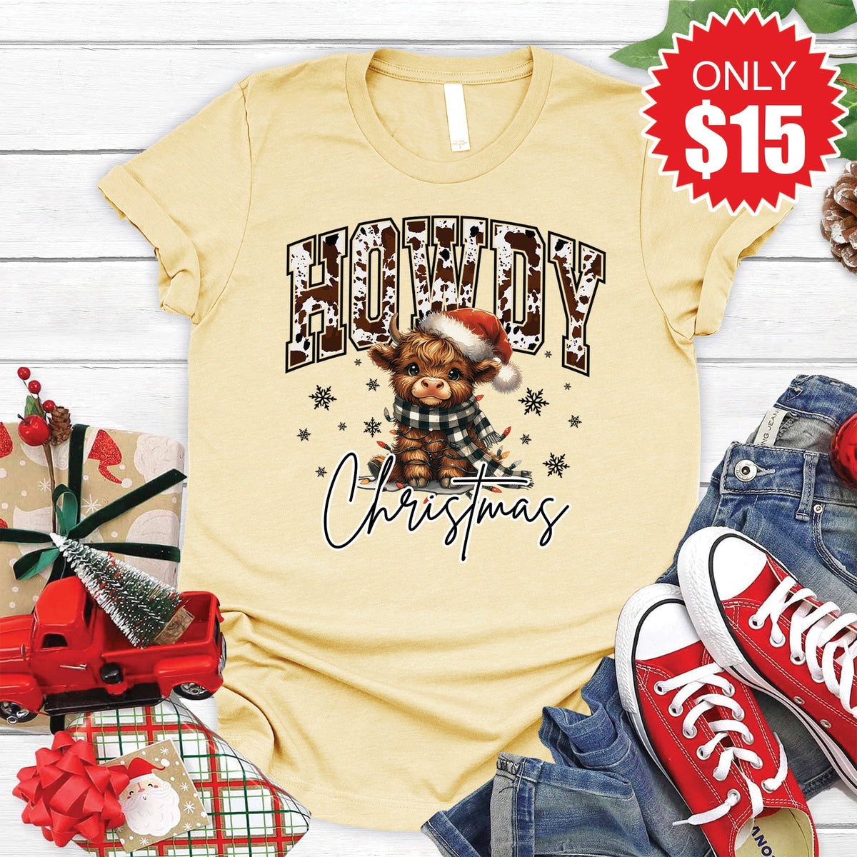 Howdy Christmas Tee - Heather French Vanilla - 15 product image 1