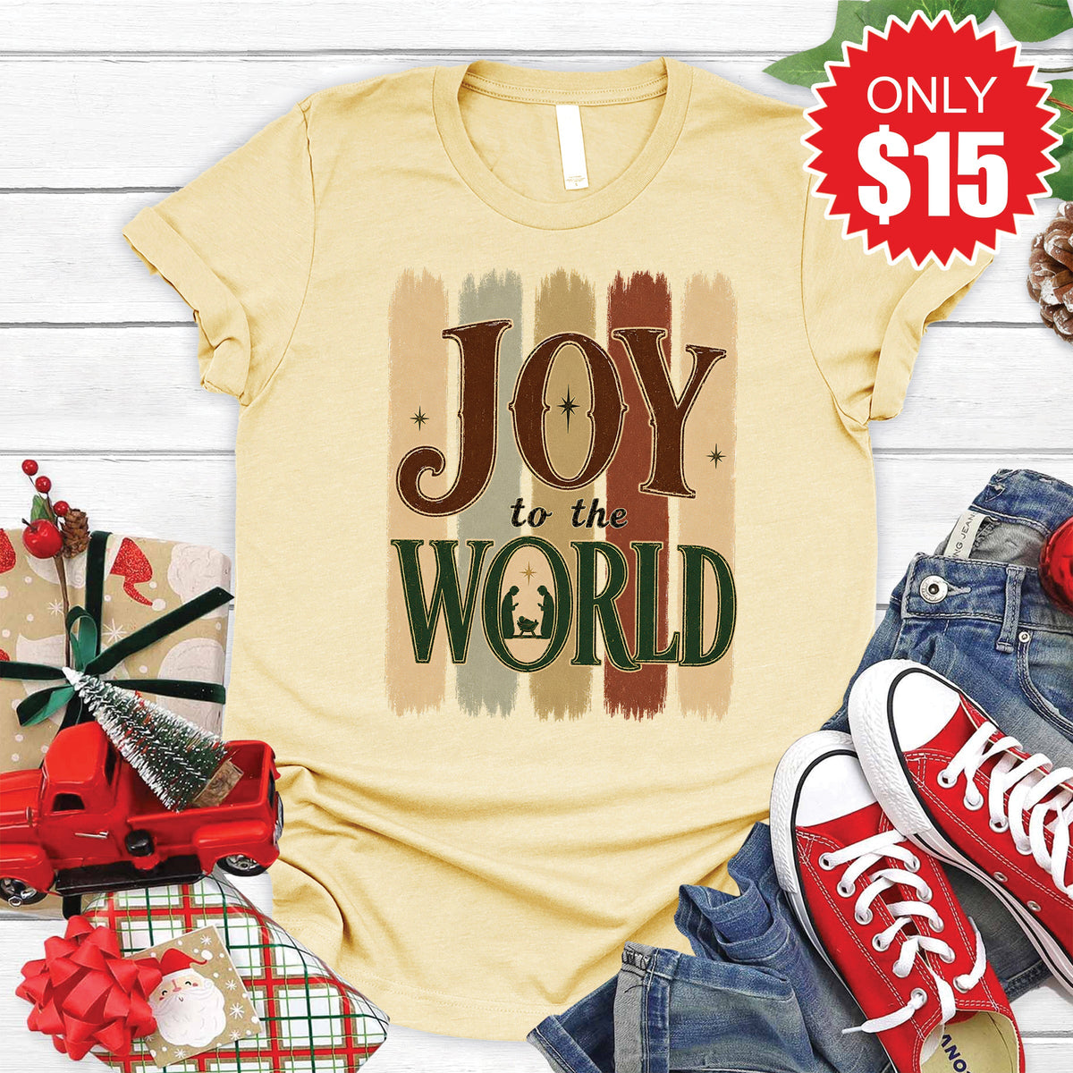 Joy To The World Tee - Heather French Vanilla - 15 product image 1