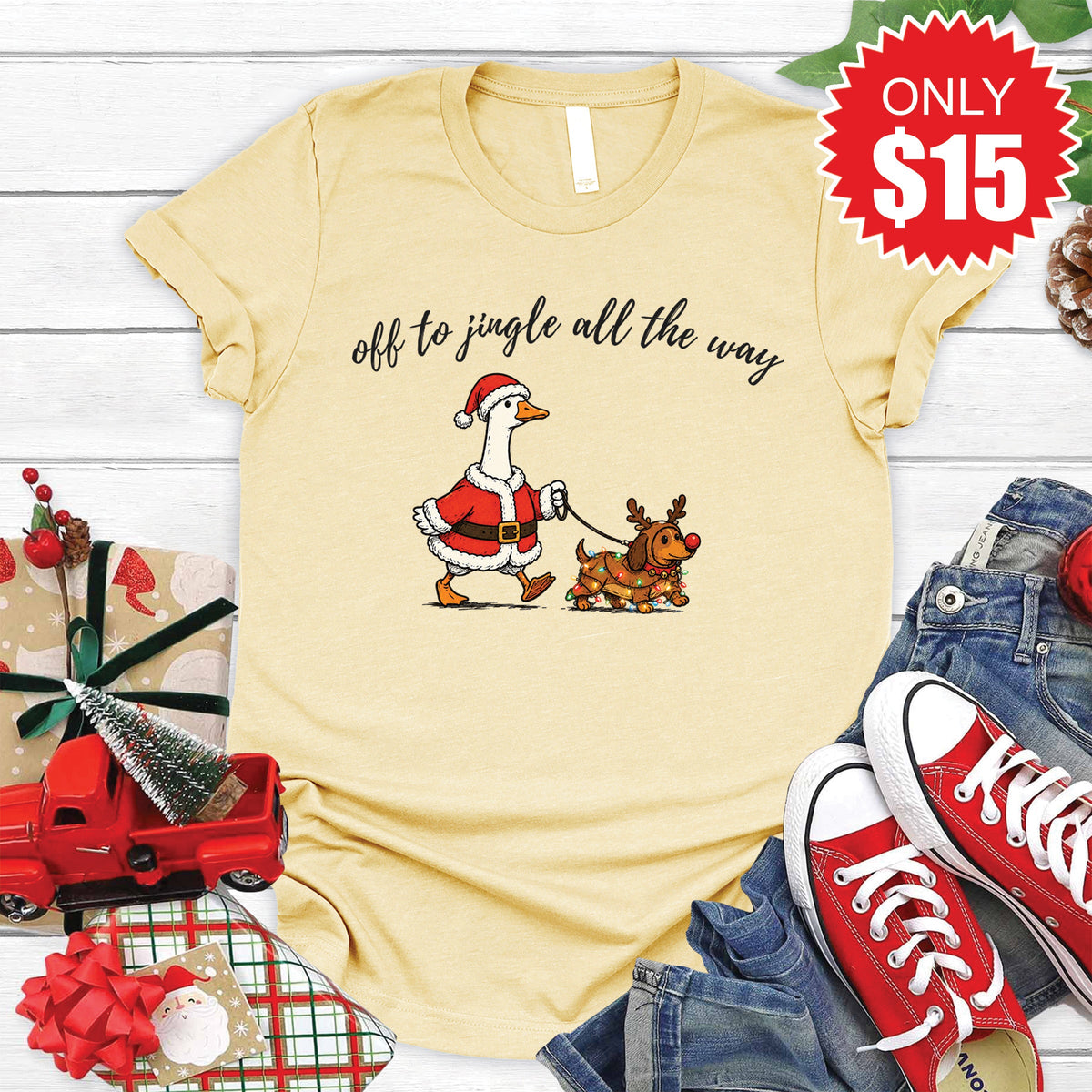 Jingle All The Way Tee - Heather French Vanilla - 15 product image 1