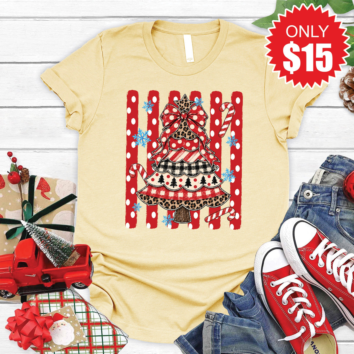 Christmas Tree Tee - Heather French Vanilla - 15 product image 1