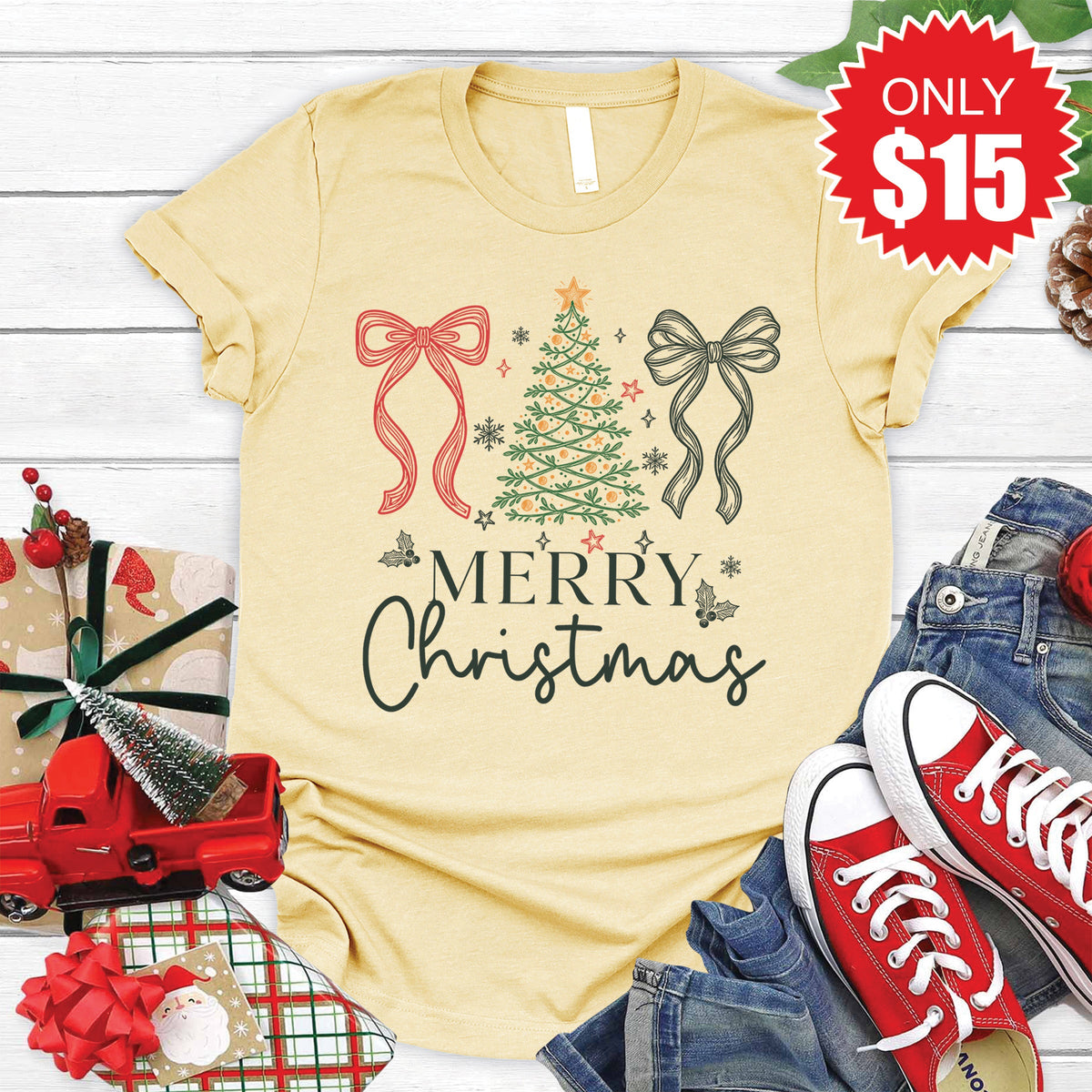 Merry Christmas Tee - Heather French Vanilla - 15 product image 1