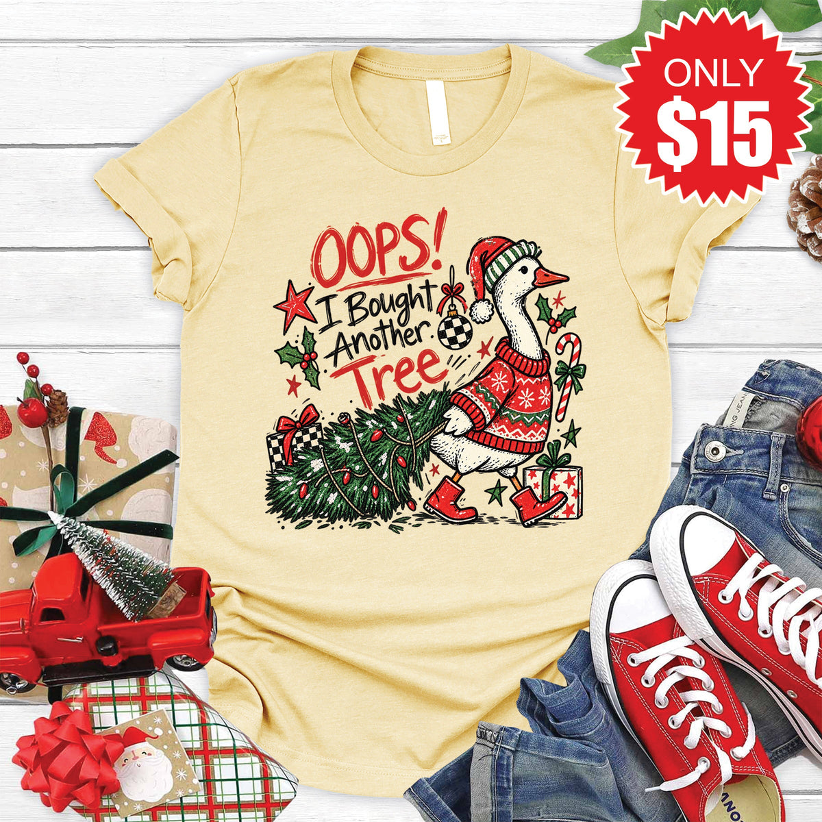 Oops Goose Tee - Heather French Vanilla - 15 product image 1