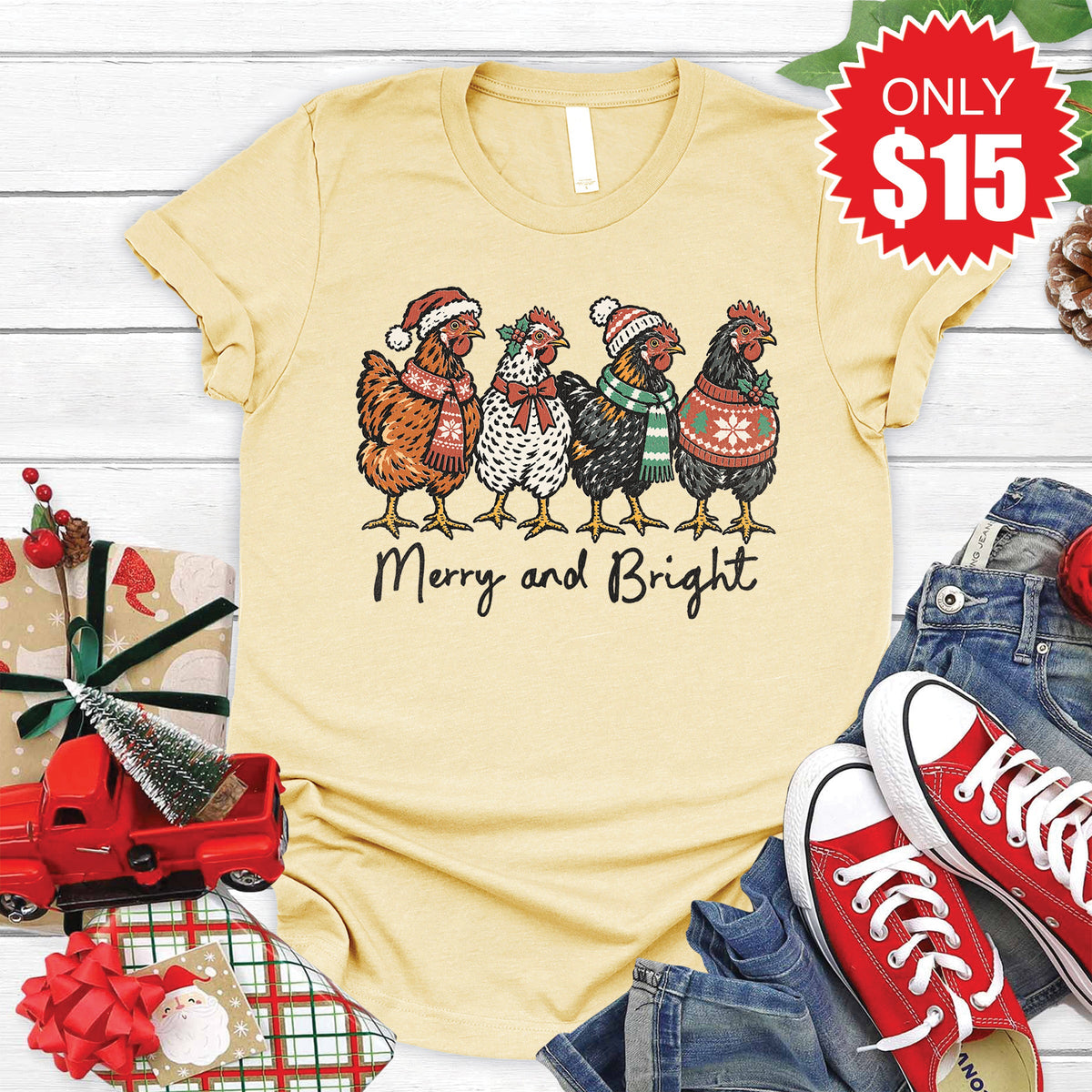 Merry and Bright Tee - Heather French Vanilla - 15 product image 1
