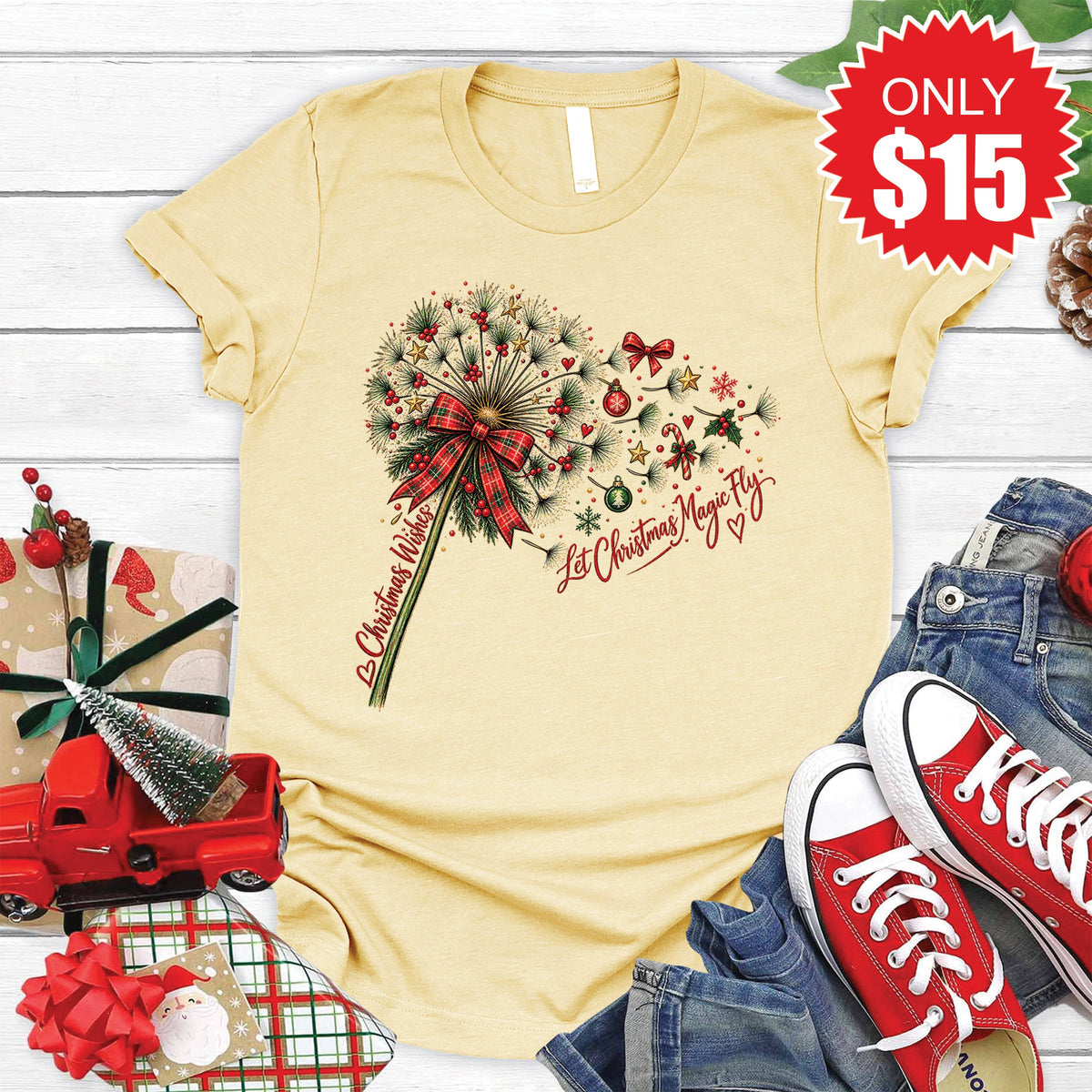 Christmas Wishes Tee - Heather French Vanilla - 15 product image 1