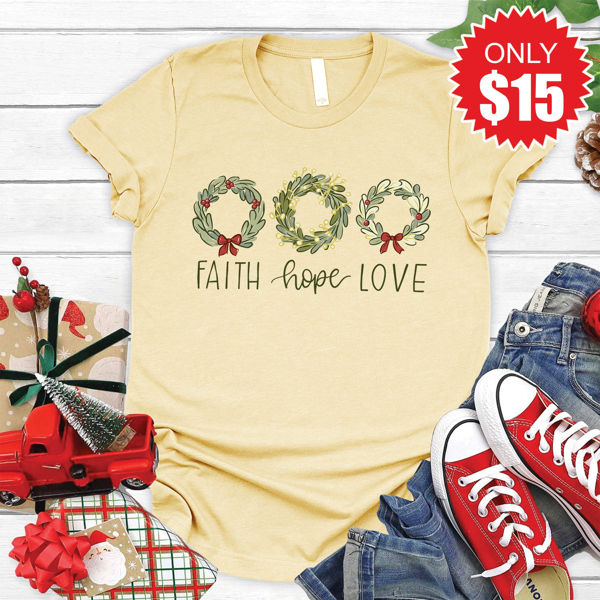 Faith Hope Love Tee - Heather French Vanilla - 15 product image 1