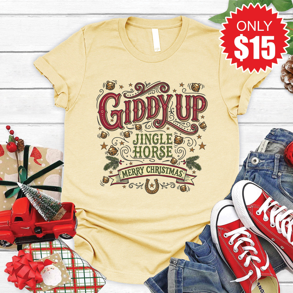 Jingle Horse Tee - Heather French Vanilla - 15 product image 1