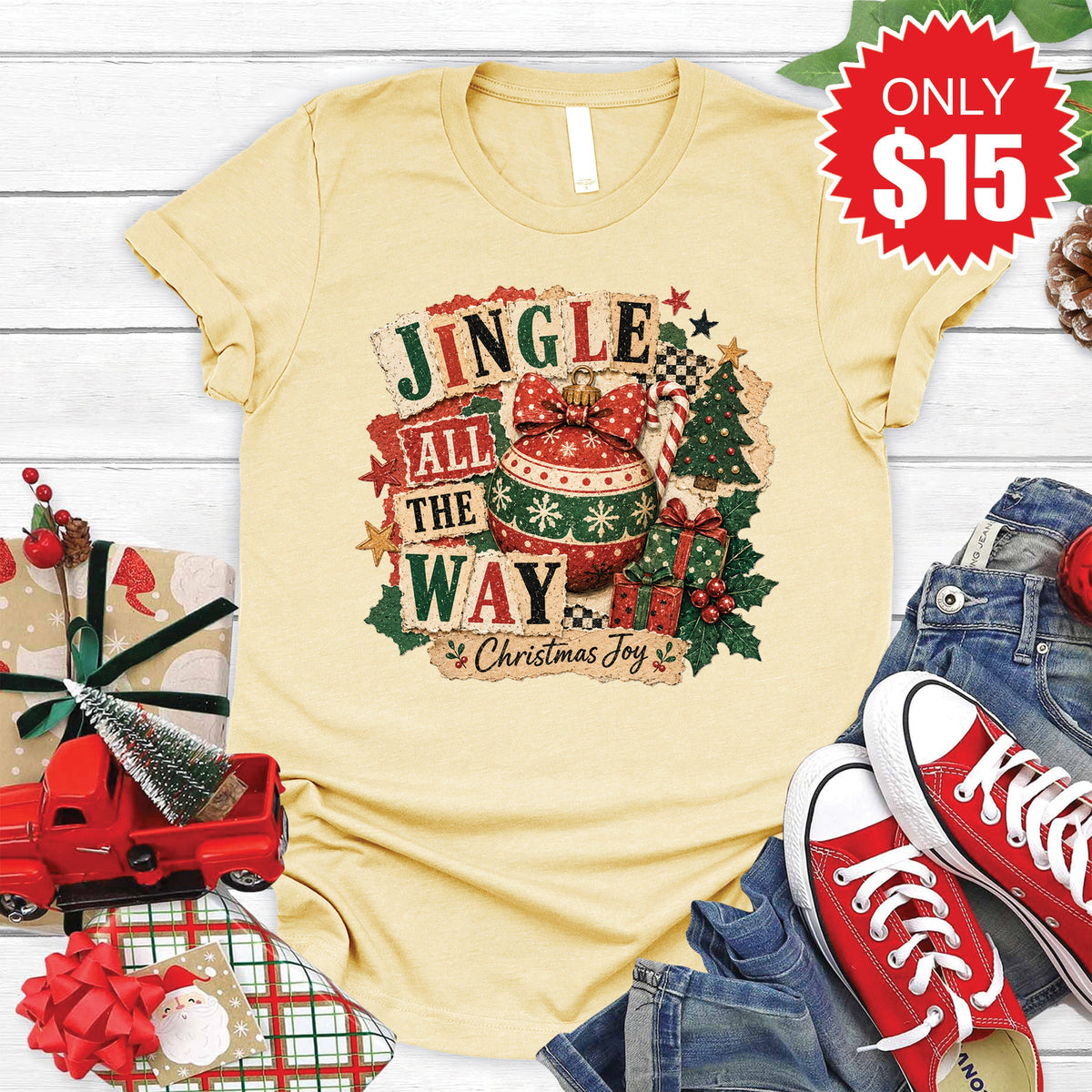 Jingle All The Way Tee - Heather French Vanilla - 15 product image 1